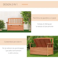 Panchina da Giardino 2 Posti con Vano Contenitore Legno 112x58x84cm