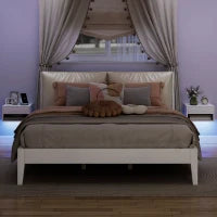 Set 2 Comodini Sospesi con LED RGB Integrati e Regolabili con APP, Cassetto e Ripiano, 37x32x21 cm, Bianco