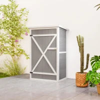 Capanno Attrezzi in Legno a 2 Mensole con Tetto Impermeabile, 75x56x115 cm, Grigio