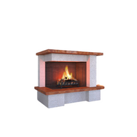 Camino amsterdam con rivestimento pietra marmo focolare refrattario ds90 parete