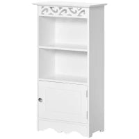 Mobiletto da terra  e un Armadietto 2 Ripiani Anta in MDF Bianco Bagno MDF 40L x 23P x 80A cm Bianco