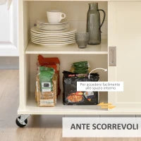 Isola per Cucina per Utensili e Accessori con Cassetti, Armadietto e Portasciugamani, 110x49.5x89.5 cm, Bianco