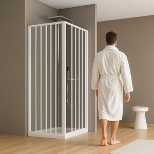 Box doccia angolo soffietto bianco carmen ac altezza cm 185 pvc e maniglia *** misure 90x90 cm, confezione 1