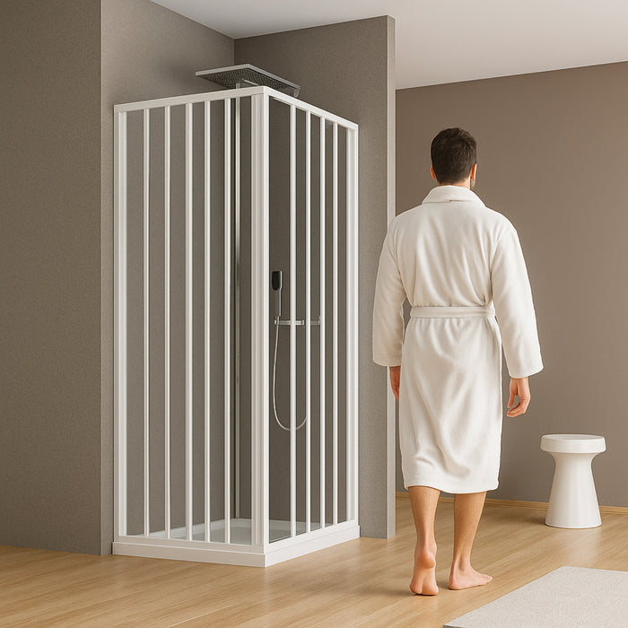 Box doccia angolo soffietto bianco carmen ac altezza cm 185 pvc e maniglia *** misure 100x100 cm, confezione 1