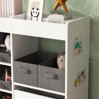 Scaffale per giocattoli e per libri con 11 cesti in tessuto non tessuto 105 x 30 x 80 cm Bianco