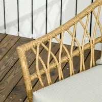 Salotto da Giardino da 4 Pezzi con Divano da 2 Posti, 2 Poltrone, 1 Tavolino, in Resina Intrecciata, Sabbia e Crema