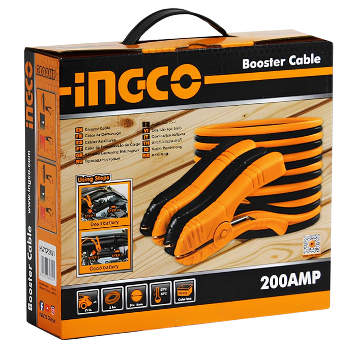 Cavi batteria auto rame 200a morsetto 15.6x9.1 cm lunghezza 2,5 metri ingco