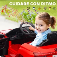 Macchina Elettrica per Bambini 5 Anni max Licenza Audi con Pulsanti, Cinture e Fari, 103x58x41 cm, Rossa e Nera