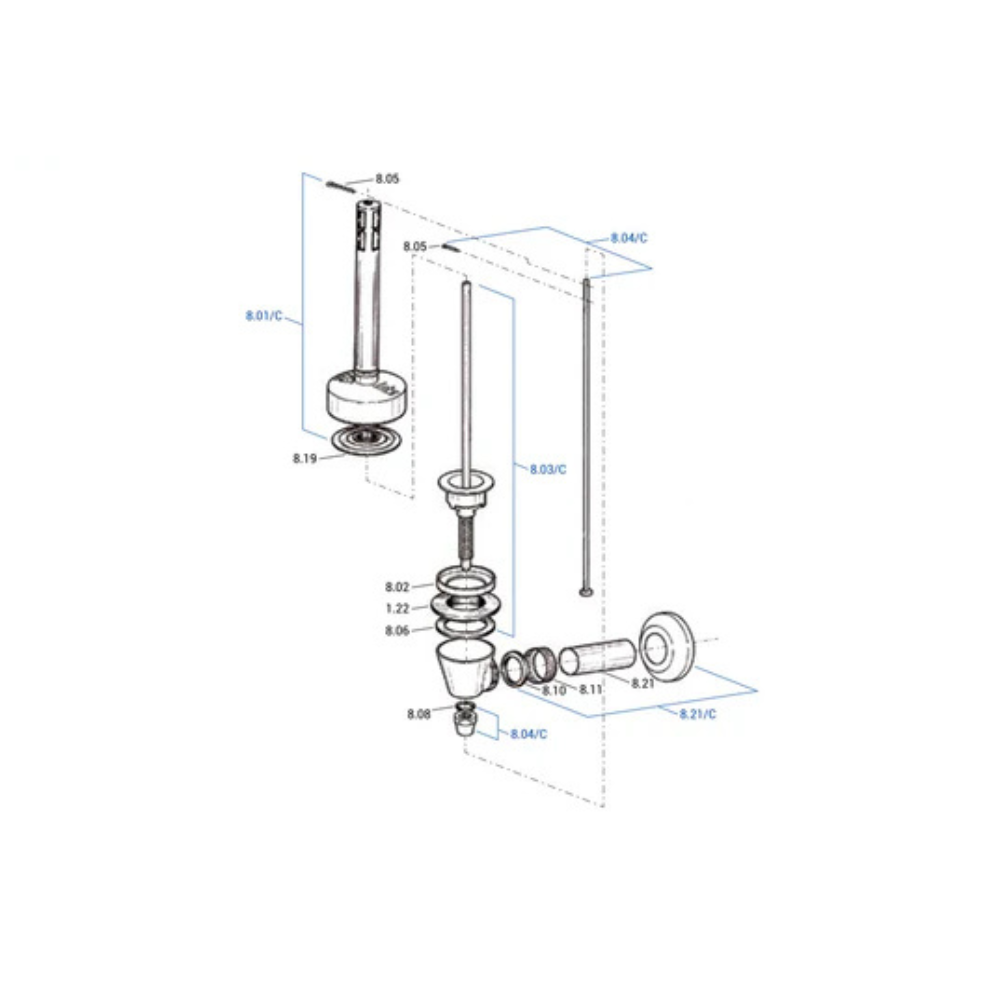 Batteria its fait 8.00 cromo meccanismo scarico wc