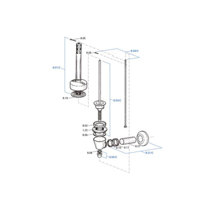 Batteria its fait 8.00 cromo meccanismo scarico wc
