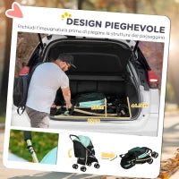 Passeggino per Cani Piccoli Pieghevole con Copertura Antipioggia, Cestino e Guinzaglio Integrato, Verde