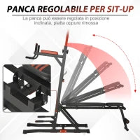 Power Tower Stazione per Allenamento Pieghevole e Multiuso con Barra Trazioni e Sedia Romana, 108x178x202-238cm