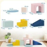 Set di 8 Blocchi in Schiuma per Bambini con Fodere in Velluto Lavabili per Arrampicare e Gattonare Multicolore