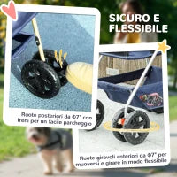 Passeggino per Cani 3 in 1 Pieghevole con Borsa Trasportino e Cestino Inferiore, Blu