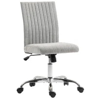 Sedia Ufficio Senza Braccioli con Altezza Regolabile e Seduta Girevole, Rivestimento in Tessuto, Grigio