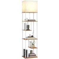 Lampada da Terra con Ripiani Temperature di Colore Regolabili 3000K-6500K Telecomando Lampadina E27 Legno naturale