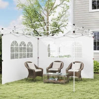 Set 2 Pareti Laterali per Gazebo 3x3 m Pieghevoli in tessuto Oxford con Finestre, 295x200 cm, Bianco
