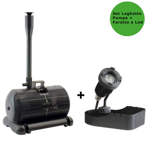 Multipack pompa per laghetto aqua 3 2500 litri/h + faretto halley a led sommergibile