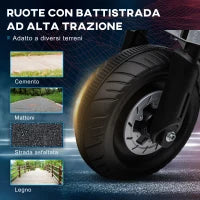 Moto Elettrica per Bambini 3-5 Anni in PP e Metallo con Rotelle, Clacson e Musica, 86x44x58 cm, Bianca e Nera