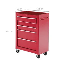 Carrello Porta Utensili Attrezzi Attrezzatura con Cassettiera Rosso 61.5 x 33 x 82.5cm