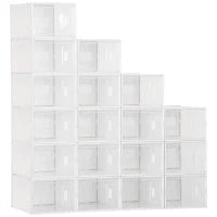 Mobile Scarpiera Rettangolare in Plastica PP, 18 Box 25x35x19 cm per Scarpe max 43 EU, Vestiti e Libri
