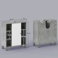 kleankin Mobiletto Sottolavandino con Intaglio a U e 6 Ripiani in Legno, 60x30x68cm - Bianco, Grigio