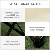 Sedia da Campeggio Pieghevole in Tessuto Oxford con Tasca Laterale e Borsa da Trasporto, 61x54x66 cm