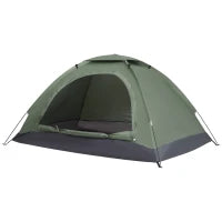 Tenda da Campeggio a Igloo con Porta a Cerniera, Zanzariera e Finestre a Rete, 206x152x110 cm, Verde