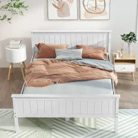 Letto singolo in legno massiccio con doghe e testiera incluse, 150 x 210 cm, Bianco