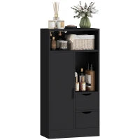 Armadietto da Bagno con 2 Cassetti Compartimento Aperto e Ripiani Regolabili per Spazio Piccolo 50x25x100 cm Bianco