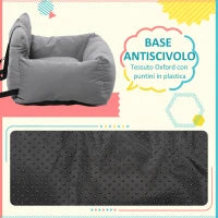 Seggiolino Auto per Cani Piccoli Sfoderabile e Lavabile con Cinghie di Sicurezza, Grigio Scuro