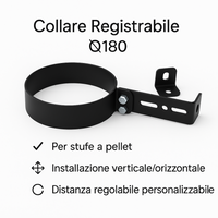Collare registrabile arredo viteria prolunghe canale fumo muro stufa pellet *** misura Ø 180 mm, confezione 1