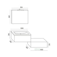 Mobile da bagno sospeso wonder cenere con lavabo specchio made in italy *** confezione 1