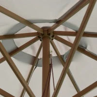 Ombrellone da Giardino 3 m con Palo in Legno, 8 Stecche e Parasole in Poliestere, Grigio