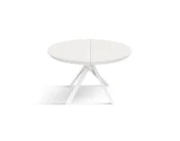PAZZO DESIGN Tavolo Allungabile con Gambe Incrociate rotondo, Made in Italy, Basamento bianco, Bianco frassinato