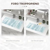 kleankin Set Mobili Bagno da 4 Pezzi con Lavabo da 60cm, Mobiletto, Colonna Bagno e Specchiera in Legno, Grigio