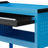 DURHAND Carrello Porta Attrezzi con Manico Laterale, Cassetto e 3 Ripiani in Acciaio, 82x35x76 cm, Blu