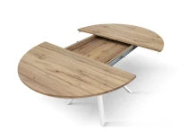 PAZZO DESIGN Tavolo Allungabile con Gambe Incrociate rotondo, Made in Italy, Basamento bianco, Rovere rustico