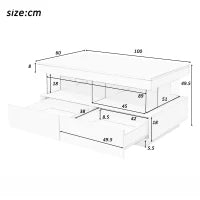 Tavolino da Salotto Moderno con Illuminazione LED e Ripiani in Acrilico, 100x60x49,5 cm, Bianco