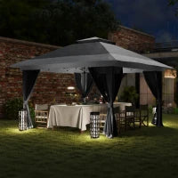 Gazebo Pieghevole 3.6x3.6 m con Pareti, Altezza Regolabile e Protezione UPF50+, Borsa con Ruote, Grigio