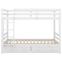 Letto a castello per bambini 6+ anni, 140x200 cm, con 2 cassetti, senza materasso, Bianco