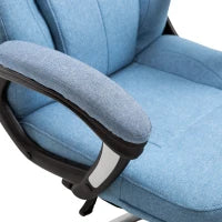 Sedia da Ufficio Girevole con Altezza Regolabile, effetto Lino, 66x75x110-120 cm, Azzurro