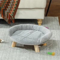 Cuccia Divanetto per Cani e Gatti Sfoderabile in Peluche con Schienale, 47x40x20 cm, Grigio