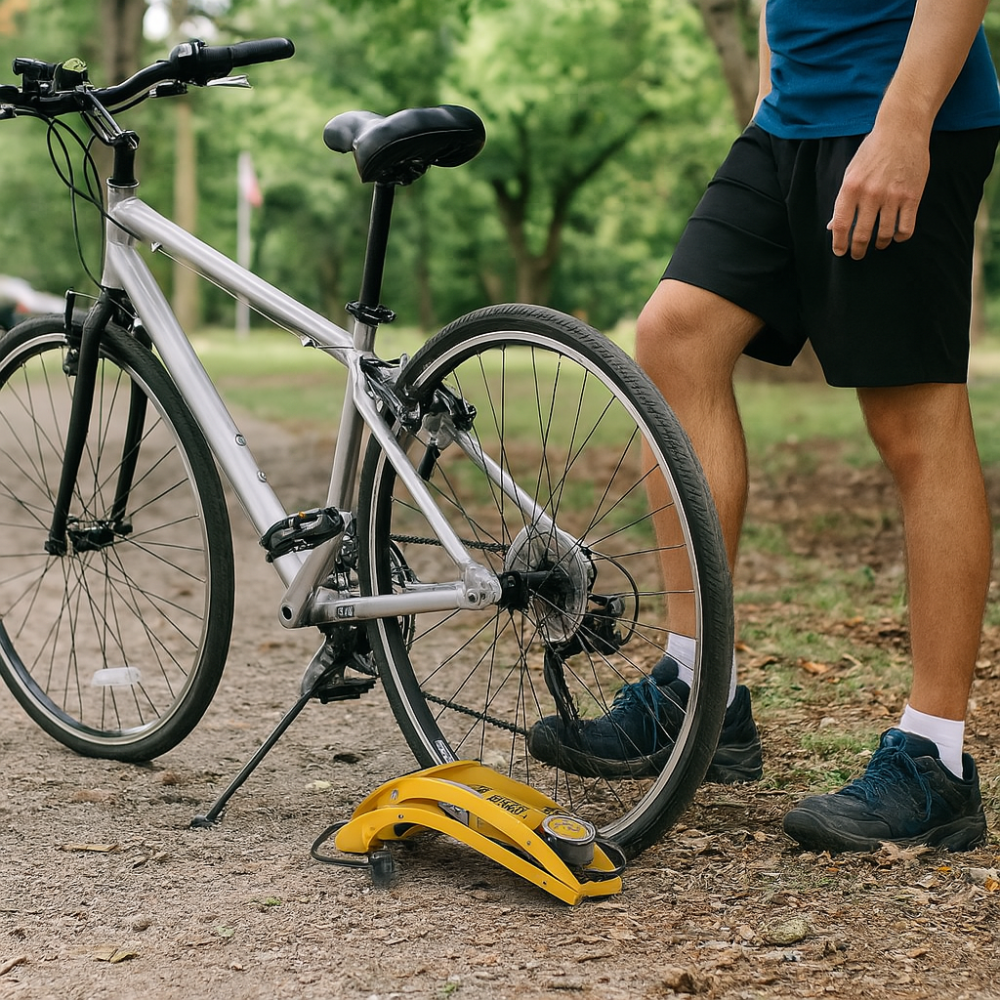 Pompa pedale professionale manometro tubo acciaio bici moto auto 55x120mm