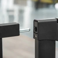 Cancellino per Cani Regolabile con Porta Piccola e Chiusura Automatica, 75-103x76cm, Nero