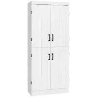 Credenza Cucina Alta con Armadietti e 4 porte 6 mensole di archiviazione, stile moderno, 76 x 40 x 177cm, bianco| Aosom Italy