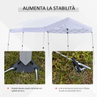 Gazebo Pieghevole 6x3m, Richiudibile e Pop up da Giardino in Acciaio e Tessuto Bianco, per Eventi o Campeggio con Borsa da Viaggio