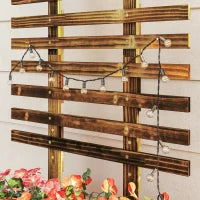 Fioriera con Traliccio per Rampicanti e Rotelle, in Legno di Abete, 65x31x147 cm, Marrone