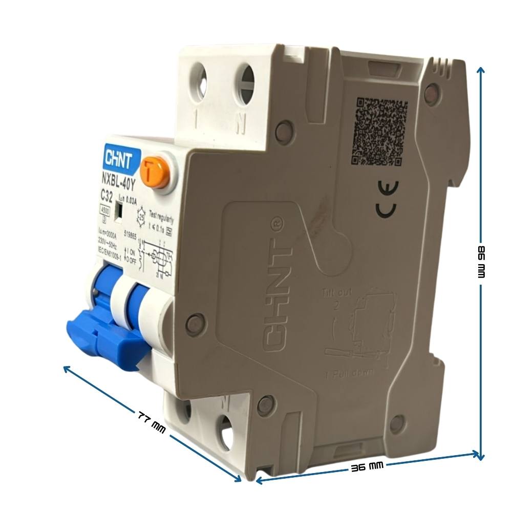 Chint 519865 interruttore magnetotermico differenziale nxbl-40y 1p+n c 32a