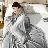 Coperta in Flanella 330 GSM Reversibile per uso Interno ed Esterno, 203x152x0.5 cm, Grigio